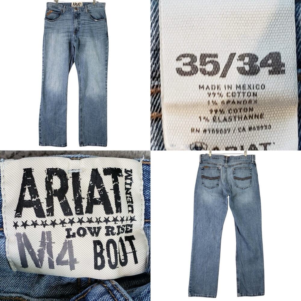 Ariat Work M4 Low Rise Boot Cut Jeans Mens 35x34 Medium Wash Denim